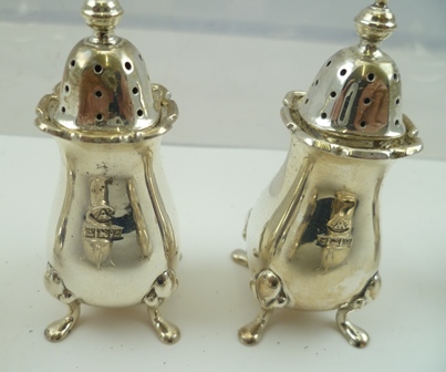 ADIE BROTHERS LTD. TWO SETS OF GEORGIAN DESIGN SILVER TABLE CONDIMENTS, each consisting of a - Image 2 of 4