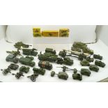 A COLLECTION OF DINKY TOY DIE CAST MILITARY VEHICLES, to include 5.5 medium gun 692 in ovb, armoured