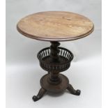 A 19TH CENTURY MAHOGANY CIRCULAR TOP OCCASIONAL TABLE raised upon a substantial barley twist stem