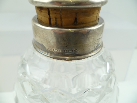 LEVI AND SALAMAN A SILVER MOUNTED CUT GLASS COCKTAIL SHAKER, Birmingham 1927, overall stands 23cm - Image 2 of 3