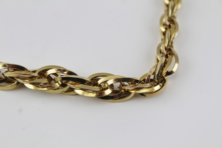 A 9CT GOLD GATE LINK BRACELET with padlock clasp, 11g., and a 14k fancy link NECKLACE, 9g. (2) - Image 2 of 3