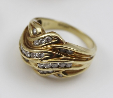 A COLLECTION OF SEVEN 9CT GOLD LADY'S DRESS RINGS, some stone set (7), combined weight 34g. - Image 4 of 4