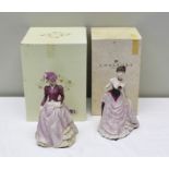 TWO COALPORT PORCELAIN FIGURINES "Age of Elegance Hyde Park" and "Matinee Performance" by J. Bromley