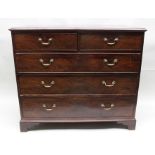 A 19TH CENTURY MAHOGANY CHEST OF TWO SHORT OVER THREE LONG GRADUATED DRAWERS fitted brass swan