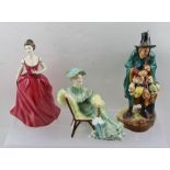 THREE ROYAL DOULTON CERAMIC FIGURINES, 'Ascot', HN2356, 'Innocence', HN2842 and 'The Mask Seller',