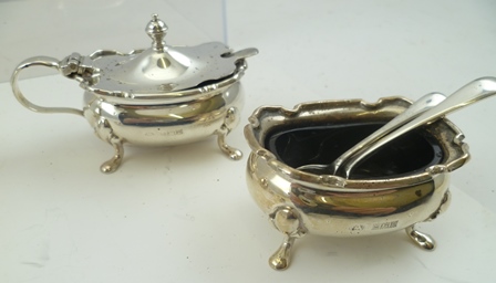 ADIE BROTHERS LTD. TWO SETS OF GEORGIAN DESIGN SILVER TABLE CONDIMENTS, each consisting of a - Image 3 of 4