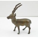 A BRONZE FIGURE OF AN IBEX, height 9cm