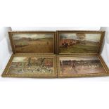 S. MARTIN A set of four Fox Hunting scenes in the field, early 20th century Oil paintings on