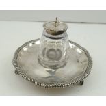 A VICTORIAN SILVER INKSTAND, on ball and claw feet, London 1897