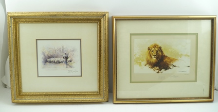 AFTER DAVID SHEPHERD "Lion Sketch" a limited edition colour print, no.242/850, image 14cm x 23cm,