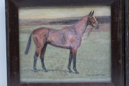 MARGARET WYNN Study of a dark bay hunter in a landscape, an Oil on canvas, signed and titled with - Image 2 of 10