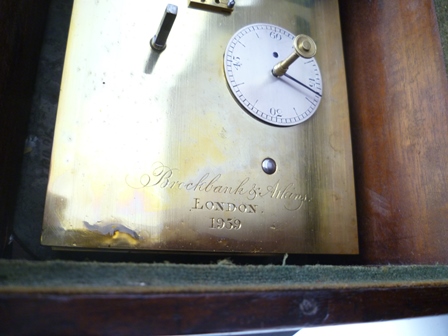 AN ENGLISH MAHOGANY CASED SINGLE FUSEE 10" WALL CLOCK, dial and back plate named "Brockbank & - Image 3 of 4