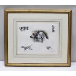 HELEN FERGUSSON A study of hounds with pencil vignettes, Pencil and Watercolour, signed and dated