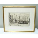 AFTER J.A.M. WHISTLER "Billingsgate" Harbour Scene with fishing boats, an Etching 1859, 15cm x