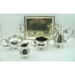 EDWARD & JOHN BARNARD A MID 19TH CENTURY THREE PIECE SILVER TEA SERVICE, the teapot having a melon