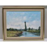 JOHN AMBROSE "On The Severn" Oil painting on canvas, signed and dated (19)79, 50cm x 65cm in gilt