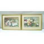 H.H. HOSBAND Still lifes of Roses, a pair of Watercolour paintings, signed and one dated 1927,