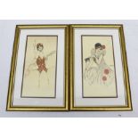 AFTER G. CAMPS "Ladies of Fashion", a pair of coloured Art Deco prints, with decorative double