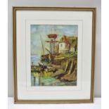 L.M. HAMES "Harbour Scene", Watercolour painting, signed, 25cm x 19cm in gilt frame, glazed and