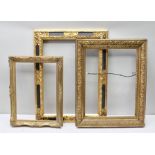 THREE GILT GESSO PICTURE FRAMES, two being late 19th/early century and one contemporary late 20th