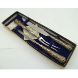 A CASED "KINGS" PATTERN SILVER HANDLED CARVING SET, Sheffield 1969
