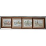 AFTER BERNADETTE *** A set of four colourful Parisian landmark Prints, 28cm x 35cm plain mounted