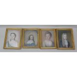 A COLLECTION OF FOUR PASTEL PORTRAIT STUDIES, being ladies and gentlemen of 17th and 18th century