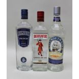 PLYMOUTH GIN, 2 bottles BEEFEATER London Dry Gin, 1 bottle (3)