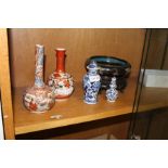 A SELECTION OF ORIENTAL ITEMS, to include two Japanese VASES, two Chinese miniature blue & white