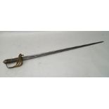 A VICTORIAN OFFICER'S SWORD with VR to the guard, shagreen and wire grip, MH on ricasso, no.32069 on