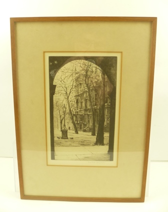 AFTER ROWLAND LANGMAID (1897-1956) "Temple Gardens", Drypoint Etching, signed in pencil, 24cm x