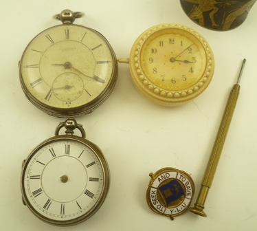 JAMES REID AND CO., COVENTRY A SILVER CASED POCKET WATCH, the white enamel dial later over-painted - Image 4 of 5