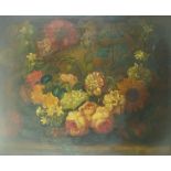 EUROPEAN SCHOOL 'Still life flowers', Oil painting on canvas, 63cm x 76cm, in gilt frame