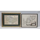 J. CARY - County Map of Kent, later hand coloured, 34cm x 51cm image size, glazed and framed,