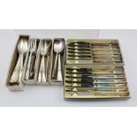 A SIX PLACE CANTEEN OF PLATED CUTLERY, with rose design to handles, comprising 42 pieces in