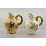 TWO ROYAL WORCESTER VICTORIAN PORCELAIN CARAFE JUGS, one white glaze, the other blush ivory, each