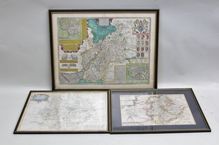 CHRISTOPHER SAXON AND ROBERT MORDEN Two County maps of Warwickshire, later coloured, each in slender