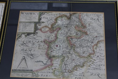 CHRISTOPHER SAXON AND ROBERT MORDEN Two County maps of Warwickshire, later coloured, each in slender - Image 3 of 5