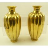 A PAIR OF CHINESE BRONZE RIBBED VASES, 23cm high