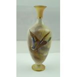 A ROYAL WORCESTER PORCELAIN VASE, of lobed baluster form, narrow neck design on platform foot,