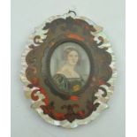 EUROPEAN SCHOOL A miniature portrait of a young woman of fashion, Watercolour painting, oval mounted