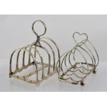 AN EDWARDIAN SILVER TOAST RACK, Sheffield 1905, and one other, combined weight 160g