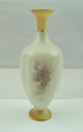 A ROYAL WORCESTER PORCELAIN VASE, of lobed baluster form, narrow neck design on platform foot, - Image 2 of 4