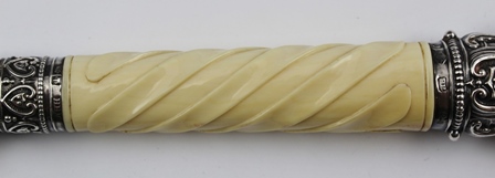 ELKINGTON & CO A VICTORIAN CARVING SET, silver mounted, spiral twist ivory handled carving set, - Image 4 of 4