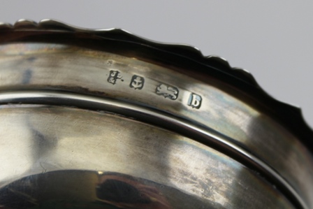 SHERWOOD & SONS A THREE-PIECE SILVER TEA SET, having cut and shaped rim banded plain belly, black - Image 3 of 4
