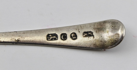 PETER & ANN BATEMAN A SET OF SIX BRIGHT CUT SPOONS, London 1818, together with a pair of TONGS, - Image 2 of 3