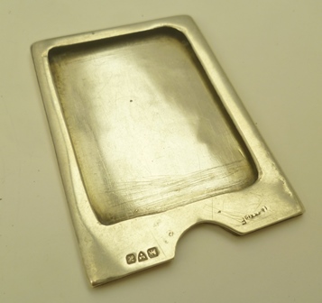 A SILVER SERVING TRAY having shaped edge and engine turned lines to sole, central engraved "D" - Image 3 of 6