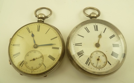 JAMES REID AND CO., COVENTRY A SILVER CASED POCKET WATCH, the white enamel dial later over-painted - Image 2 of 5