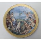A SUBSTANTIAL 20TH CENTURY CONTINENTAL PORCELAIN CHARGER, decorated with neo-classical scene
