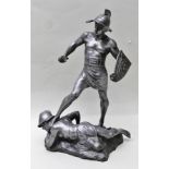 LEMOYNE AN EARLY 20TH CENTURY CAST METAL FIGURAL GROUP OF GLADIATORS, having French sporting